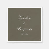 Klassisches Olive Script Eleganter Hochzeitsszitat Serviette (Vorderseite)