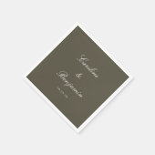 Klassisches Olive Script Eleganter Hochzeitsszitat Serviette (Ecke)