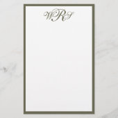 Klassisches Olivgrün Monogramm Briefpapier (Vorderseite)