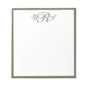 Klassisches Olivgrün Monogramm Notizblock (Vorderseite)