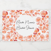 Klassisches Orange Floral Print Brautparty Schaumweinetikett (Einzelnes Label)