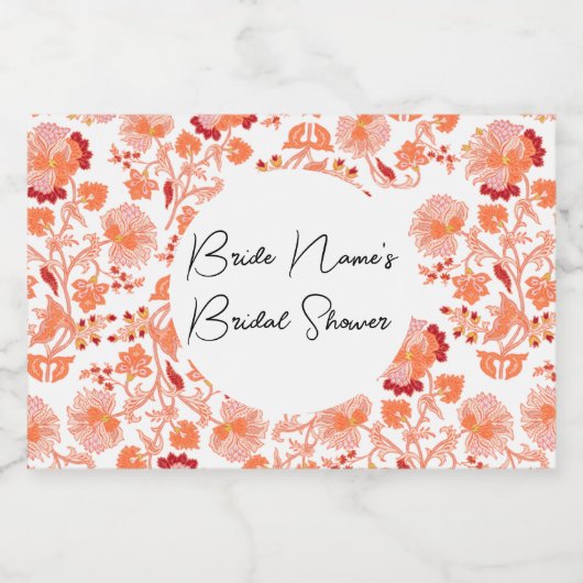 Klassisches Orange Floral Print Brautparty Schaumweinetikett (Einzelnes Label)