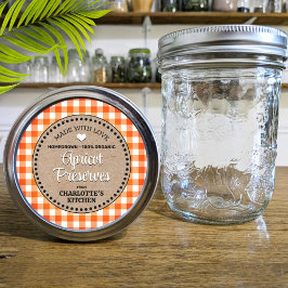 Klassisches Orange Gingham Canning Jar Label Runder Aufkleber
