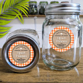 Klassisches Orange Gingham Canning Jar Label Runder Aufkleber