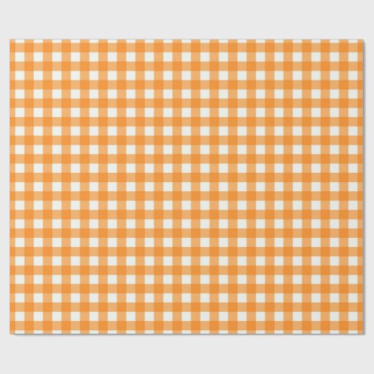 Klassisches Orange Gingham Scheckmuster Geschenkpapier (Flach)
