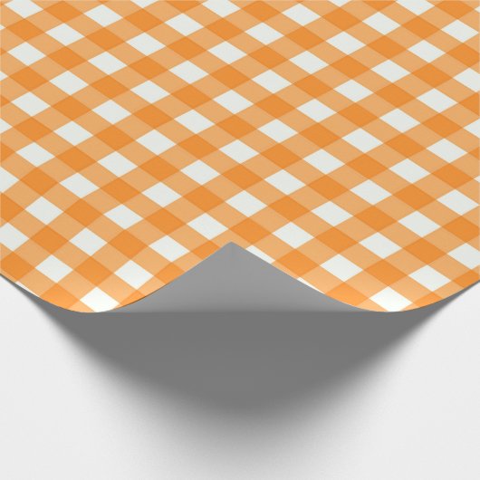 Klassisches Orange Gingham Scheckmuster Geschenkpapier (Ecke)