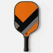 Klassisches Orange mit schwarzen und grauen Streif Pickleball Schläger (Rückseite)