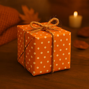 Klassisches Orange und Weiß Polka-Punkt Nahtloser  Geschenkpapier