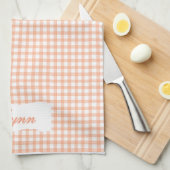 Klassisches Orange & Weiß Gingham | Personalisiert Geschirrtuch (Viertel Falte)