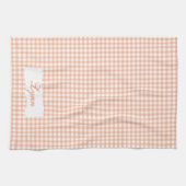 Klassisches Orange & Weiß Gingham | Personalisiert Geschirrtuch (Horizontal)
