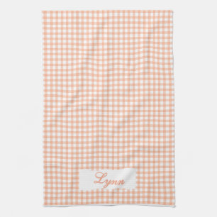 Klassisches Orange & Weiß Gingham Personalisiert Geschirrtuch