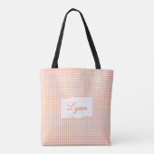Klassisches Orange & Weiß Gingham | Personalisiert Tasche (Rückseite)