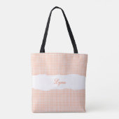 Klassisches Orange-Weiß-Gingham | Personalisierter Tasche (Rückseite)