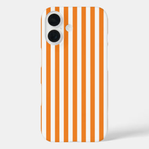 Klassisches orange-weißes vertikales Streifenmuste iPhone 16 Hülle