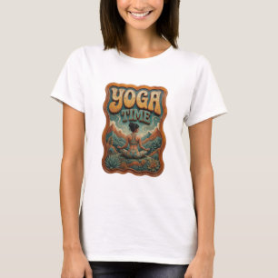 Klassisches Orange YOGA TIME Textdesign T-Shirt