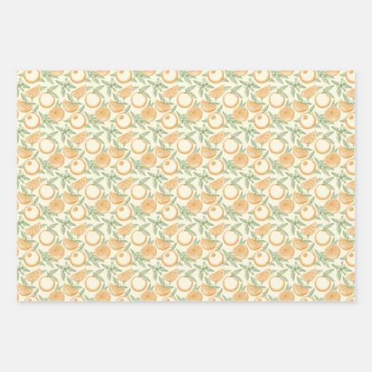 Klassisches Orangenfruchtmuster Geschenkpapier Set (Vorderseite)