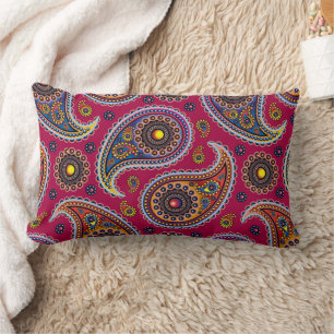 Klassisches Paisley Rot Navyblau Gelb Weiblich Blu Lendenkissen
