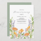 Klassisches Party mit farbenfrohen Blumenbeeten Einladung (Vorne/Hinten)