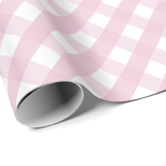 Klassisches Pastel Pink Gingham Kariertes Muster Geschenkpapier (Rolleneckpunkt)