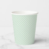 Klassisches Pastell Grün Mint Punkte Pappbecher (Rückseite)