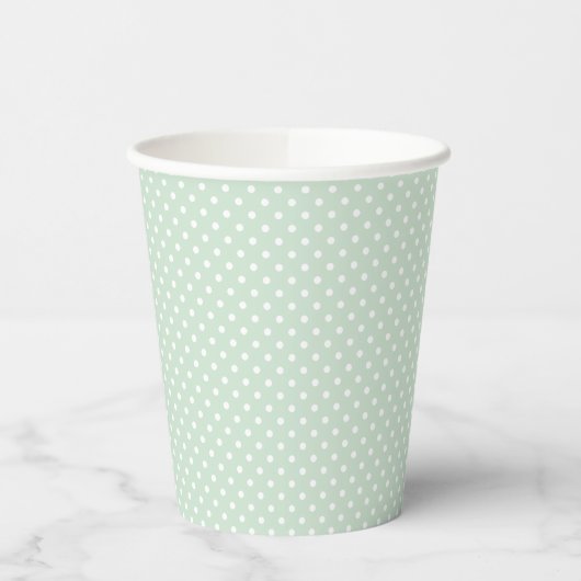 Klassisches Pastell Grün Mint Punkte Pappbecher (Links)