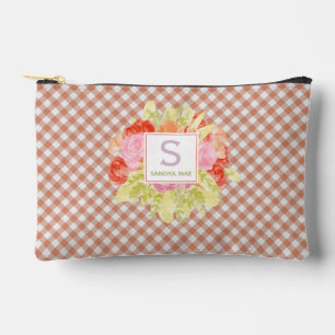 Klassisches Pastell-Pfirsich-Orangen-Gingham-Karom Zubehörtasche