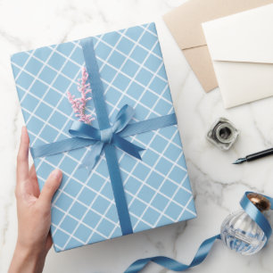 Klassisches Pastell-Türkis-Blau-Weiß-Karomuster Geschenkpapier