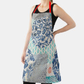 Klassisches Patchworkmuster in Indigo und Türkis Schürze (InSitu)