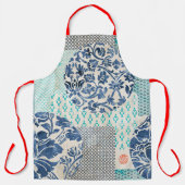 Klassisches Patchworkmuster in Indigo und Türkis Schürze (Vorderseite)