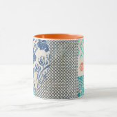 Klassisches Patchworkmuster in Indigo und Türkis Tasse (Zentrum)
