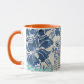 Klassisches Patchworkmuster in Indigo und Türkis Tasse (Links)