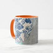 Klassisches Patchworkmuster in Indigo und Türkis Tasse (Vorderseite Links)