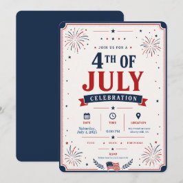 Klassisches patriotisches Feuerwerk zum 4. Juli-Fe Einladung