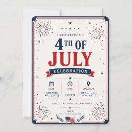 Klassisches patriotisches Feuerwerk zum 4. Juli-Fe Einladung