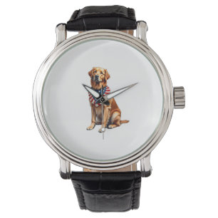 Klassisches patriotisches Golden Retriever Vintage Armbanduhr