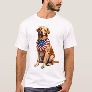 Klassisches patriotisches Golden Retriever Vintage T-Shirt