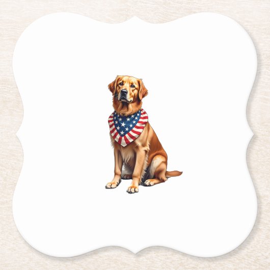 Klassisches patriotisches Golden Retriever Vintage Untersetzer (Vorderseite)