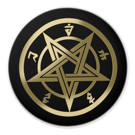 Klassisches Pentagramm Keramikknauf (Vorderseite)