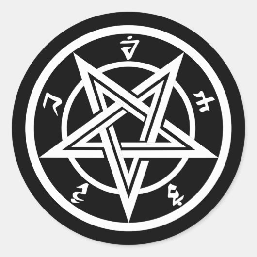 Klassisches Pentagramm Runder Aufkleber (Vorderseite)