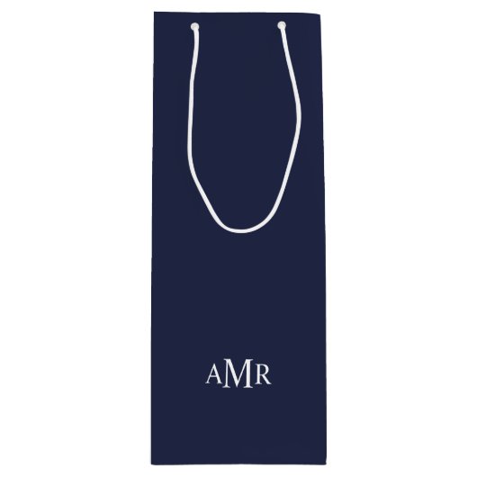 Klassisches Personalisiertes Monogramm Geschenktüte Für Weinflaschen (Vorderseite)