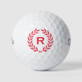 Klassisches Personalisiertes Monogramm-Kraut Rot Golfball (Vorderseite)