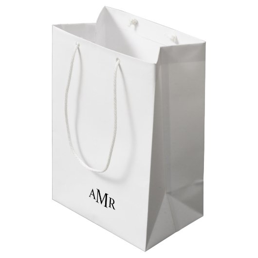 Klassisches Personalisiertes Monogramm Mittlere Geschenktüte (Vorderseite Schrägansicht)