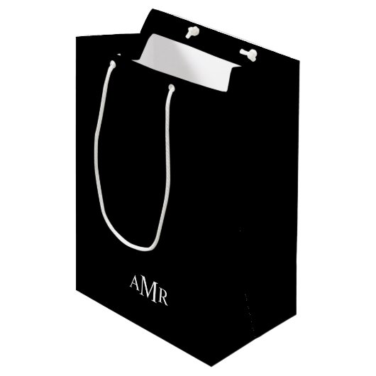 Klassisches Personalisiertes Monogramm Mittlere Geschenktüte (Vorderseite Schrägansicht)