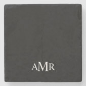 Klassisches personalisiertes Monogramm Steinuntersetzer (Vorderseite)