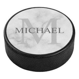 Klassisches Personalisiertes Monogramm und Name Eishockey Puck