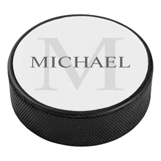Klassisches Personalisiertes Monogramm und Name Eishockey Puck (3/4)