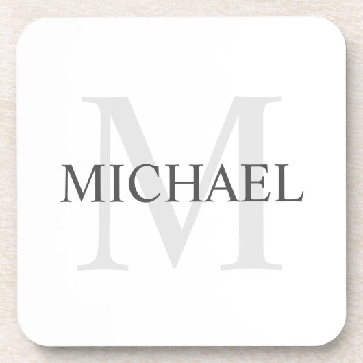 Klassisches Personalisiertes Monogramm und Name Getränkeuntersetzer (Vorderseite)