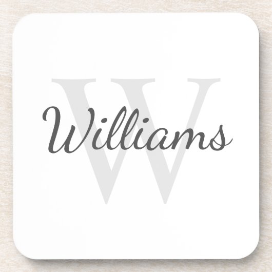 Klassisches Personalisiertes Monogramm und Name Getränkeuntersetzer (Vorderseite)