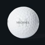 Klassisches Personalisiertes Monogramm und Name Golfball<br><div class="desc">Personalisierte Monogram und Name Gift zeigen personalisierte Namen in Grau und Monogramm in hellgrau als Hintergrund,  im klassischen Serif Schriftart Stil. Perfekt als Urlaubsgeschenk,  Vatertagsgeschenk,  Wiedersehen-Favoriten,  Dankeschön für Trauzeugen und Geschenk für alle besondere Anlässe.</div>