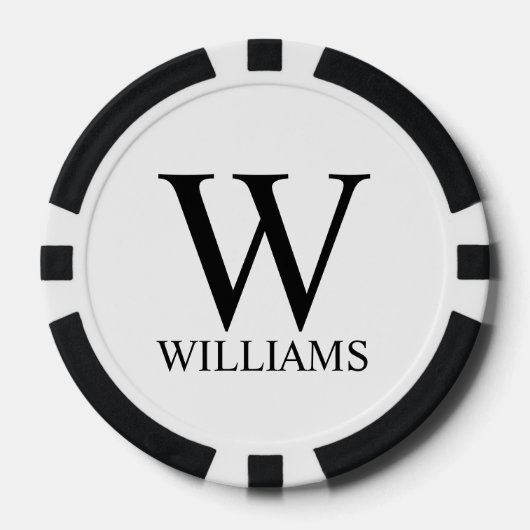 Klassisches Personalisiertes Monogramm und Name Pokerchips (Vorderseite)